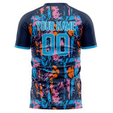 Custom Navy Blue Pattern Soccer Jersey