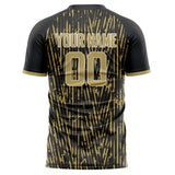 Custom Black Old Gold Pattern Soccer Jersey