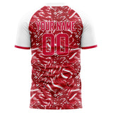 Custom Red White Pattern Soccer Jersey