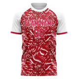 Custom Red White Pattern Soccer Jersey