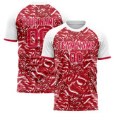 Custom Red White Pattern Soccer Jersey