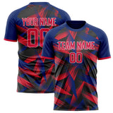 Custom Red Black Pattern Soccer Jersey