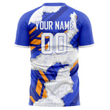 Custom White Blue Pattern Soccer Jersey