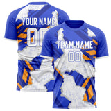 Custom White Blue Pattern Soccer Jersey