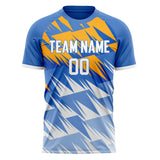 Custom Blue White Pattern Soccer Jersey