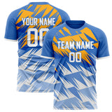 Custom Blue White Pattern Soccer Jersey