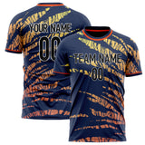 Custom Navy Red Pattern Soccer Jersey