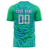 Custom Teal Blue Pattern Soccer Jersey