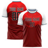 Custom Red White Pattern Soccer Jersey