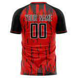 Custom Red Black Pattern Soccer Jersey