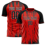 Custom Red Black Pattern Soccer Jersey