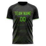 Custom Black Neon Green Pattern Soccer Jersey