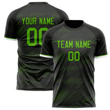 Custom Black Neon Green Pattern Soccer Jersey