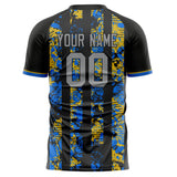 Custom Black Gray Pattern Soccer Jersey