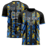 Custom Black Gray Pattern Soccer Jersey