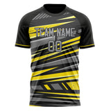 Custom Gray Yellow Pattern Soccer Jersey