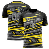 Custom Gray Yellow Pattern Soccer Jersey