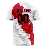 Custom White Red Pattern Soccer Jersey