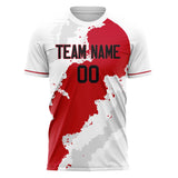 Custom White Red Pattern Soccer Jersey