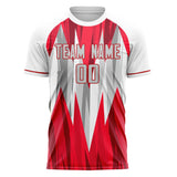 Custom Red White Pattern Soccer Jersey