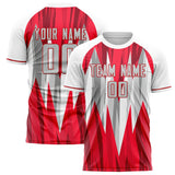 Custom Red White Pattern Soccer Jersey