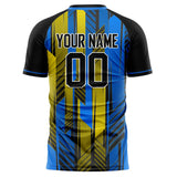 Custom Blue Yellow Pattern Soccer Jersey