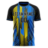 Custom Blue Yellow Pattern Soccer Jersey