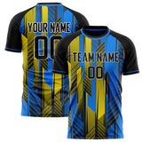 Custom Blue Yellow Pattern Soccer Jersey