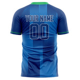 Custom Blue Green Pattern Soccer Jersey