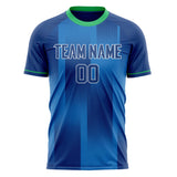 Custom Blue Green Pattern Soccer Jersey