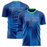 Custom Blue Green Pattern Soccer Jersey