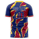 Custom Red Navy Pattern Soccer Jersey