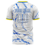 Custom Gray Blue Pattern Soccer Jersey