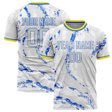 Custom Gray Blue Pattern Soccer Jersey