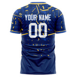 Custom Navy Gold Pattern Soccer Jersey