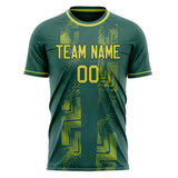 Custom Green Yellow Pattern Soccer Jersey