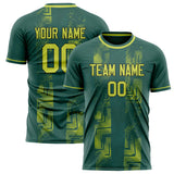 Custom Green Yellow Pattern Soccer Jersey