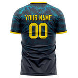 Custom Black Gold Pattern Soccer Jersey