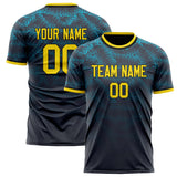 Custom Black Gold Pattern Soccer Jersey