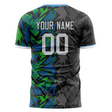 Custom Black Green Pattern Soccer Jersey