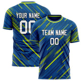 Custom Blue Green Pattern Soccer Jersey