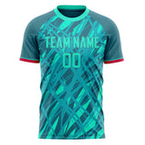 Custom Teal Red Pattern Soccer Jersey