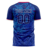 Custom Royal White Pattern Soccer Jersey