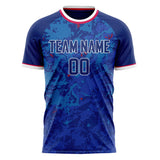 Custom Royal White Pattern Soccer Jersey