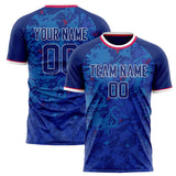 Custom Royal White Pattern Soccer Jersey