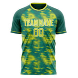 Custom Teal Green Pattern Soccer Jersey