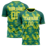 Custom Teal Green Pattern Soccer Jersey