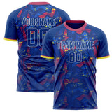 Custom Royal Red Pattern Soccer Jersey