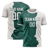 Custom Green Gray Pattern Soccer Jersey