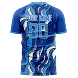 Custom Blue White Pattern Soccer Jersey